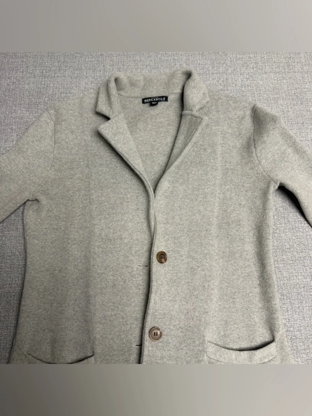 J. Crew Mercantile Gray Cotton Sweater Blazer Blazerette - Picture 8 of 11